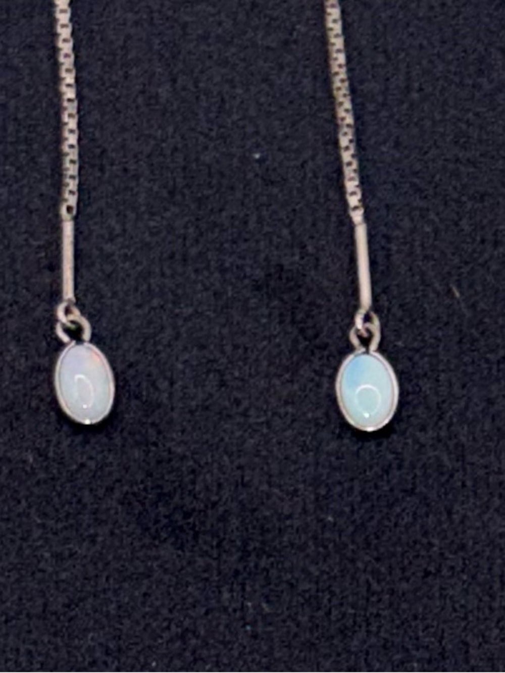 Opalite Crystal Sliver Threader Dangle Earrings Vintage-Inspired Celestial